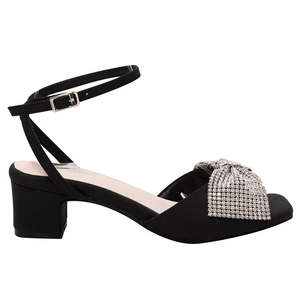 Open Toe Black <b>Low</b> <b>Heel</b> <b>Sandals</b> for <b>Evening</b> Wear - Product Image 3