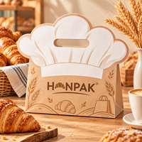 Sac en papier kraft en forme de toque de chef HONPAK, emballage personnalisé pour boulangerie avec poignée découpée pour les boulangeries, pâtisseries et confiseries