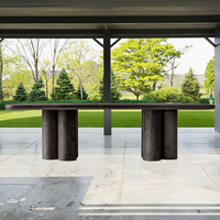 Table à manger en bois massif de design moderne pour hôtel et atelier, grande taille, 8 places