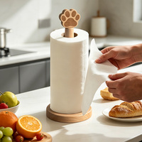 Porte-serviettes en bois personnalisé, finition poncée à la main, motif patte mignonne, base ronde antidérapante, pour comptoir de cuisine