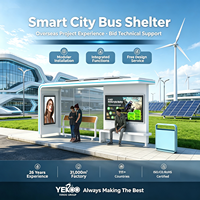 Abri de bus en verre trempé YEROO avec boîte lumineuse publicitaire LED sur le toit, structure en acier pour gare ferroviaire