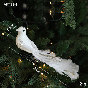 Adornos de Plumas de Pájaros al por Mayor, Pájaros Artificiales de Lujo con Colas Largas y Diamantes de Imitación para Decoración de Árboles de Navidad - Product Image 1