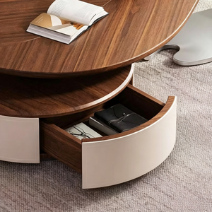 Table basse <span class=keywords><strong>Letao</strong></span> Tao en bois de noyer massif, durable, moderne, en forme de feuille, avec rangement, pour salon, bureau, design de luxe - Product Image 5