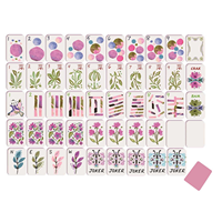 Tuiles de Mahjong Américaines Botaniques de Jardin, Motifs Floraux et Feuillage en Aquarelle Douce, pour Fêtes à Domicile et Cadeaux