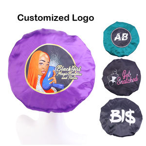 Pas de quantité minimale de commande Marque Privée Échantillon Gratuit Personnalisé Cheveux Femmes Bonnet Satin Soie Bonnets avec Logo Personnalisé - Product Image 5