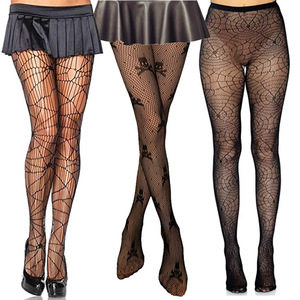 RTS collants résille en toile d'araignée pour femmes, bas en soie, chaussettes crâne Halloween - Product Image 1