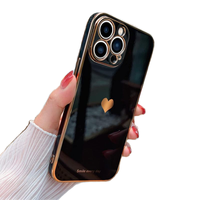 Funda Protectora de TPU Suave con Diseño de Corazón, Protección de Cámara con Electrochapado, para iPhone 15, 14 Pro Max, 12, 11, XS