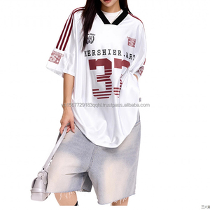 Camiseta de Fútbol Deportiva Retro, Transpirable, de Secado Rápido, Anti-UV, de Manga Corta y Cuello en V, para Hombre y Mujer, Holgada, a la Moda, Combinable con Todo, Estilo Moderno - Product Image 5