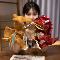 Marionnettes à main Dragon cracheur de feu en peluche, dessin animé parent-enfant, bouche ouverte, gants éducatifs dinosaure pour enfants, coton PP