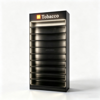 Vitrine en bois noir pour magasin de tabac avec distributeur automatique de cigarettes en acrylique et éclairage LED, écologique