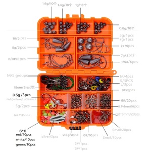 257 pièces/boîte d'accessoires de pêche <span class=keywords><strong>Kit</strong></span> combiné comprenant un connecteur pivotant à perle fixe à manivelle ensemble de pêche hameçons plombs - Product Image 4