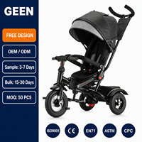 GEEN Promotion Tricycle Poussette 4 en 1 pour Enfants, Tricycle Économique pour Bébé, Tricycle à Pousser pour Fille, Tricycle pour Tout-Petits