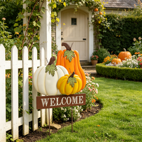 Décoration de jardin en métal artisanale WELCOME Trio Citrouille pour l'automne, la récolte et Thanksgiving