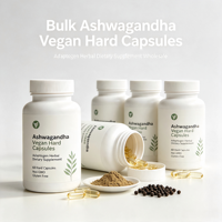 Capsules d'adaptogènes Ashwagandha pour adultes : favorisent la gestion du stress et le sommeil |   Capsules végétales/gélatineuses 5g |   Vente en gros de produits conformes aux normes GMP