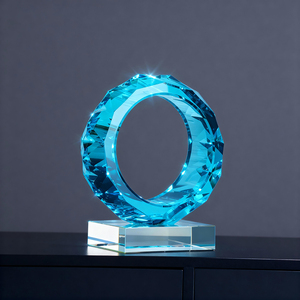 Cincin keberuntungan kristal buatan tangan yang indah tahan lama dengan ukiran Laser pesona bersinar untuk berkah dan dekorasi rumah Modern mewah - Product Image 3