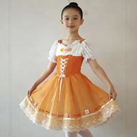 Costume de tutu de ballet pour filles et adultes Giselle, en mousseline de soie orange et élasthanne/coton, taille personnalisée acceptée, en stock