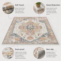 Tapis vintage persan à motifs médaillon bleu et orange, rétro, antidérapant, lavable, pour salon, chambre à coucher, tapis personnalisables OEM ODM