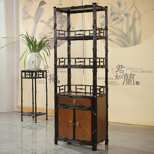 Chinese <b>Retro</b> Bamboo <b>Bookcase</b> With Cabinet Storage Display Shelf 56x32x168cm For Home Office Use - Product Image 4