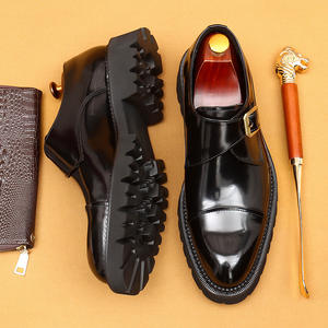 รองเท้าหนังมันวาวระดับไฮเอนด์ซับในหนังวัวของผู้ชายพื้นรองเท้าหนาแบบข้อต่อสามชิ้น - Product Image 1