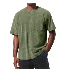 <span class=keywords><strong>T</strong></span>-shirts pour hommes personnalisés <span class=keywords><strong>avec</strong></span> broderie et impression vintage, à épaules tombantes, <span class=keywords><strong>avec</strong></span> poche, lavables, vintage, surdimensionnés, 100% coton - Product Image 2