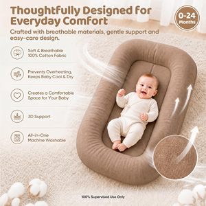 Hot Sale Infant Support <b>Cushion</b> Soft Portable Baby <b>Lounger</b> Nest Washable Newborn Tummy Time Baby Sleeping Mat with Storage Bag - Product Image 3