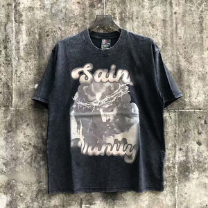 <span class=keywords><strong>T</strong></span>-<span class=keywords><strong>shirt</strong></span> da Uomo di Alta Qualità Saints Vanity, 100% <span class=keywords><strong>Cotone</strong></span> Pesante, Stampa Fiamme Personalizzata, Oversize, Stile Streetwear, Maniche Corte - Product Image 4