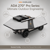 ADA OVERLAND Auvent autoportant à 270 degrés, imperméable, pare-soleil avec éclairage LED pour camion, SUV, camping en plein air