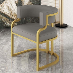 Fauteuil individuel moderne et léger en cuir PU, petit tabouret simple pour salon de manucure et maquillage, dossier solide et courbé - Product Image 4