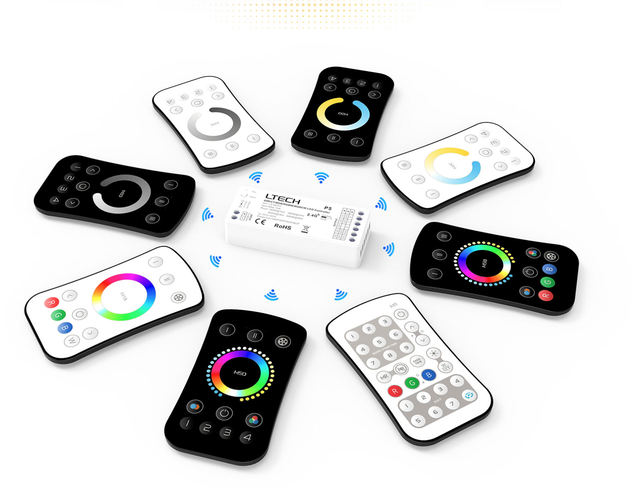 LTECH Multi-Zone Mini Remote LED Phantom Strip Controller RGBW Remote Black
