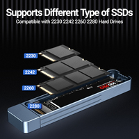 Boîtier de disque dur mobile gris transparent USB3.0 de 2.5 pouces SSD en aluminium avec interface externe