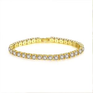 Bracelets et Joncs Tennis en Acier Inoxydable Plaqué Or 18 carats de Haute Qualité, Anti-ternissement, Étanche, avec Zircons, pour Femmes et Hommes - Product Image 2