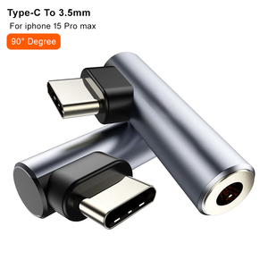 OEM ODM LOGO <span class=keywords><strong>USB</strong></span> C a 3,5mm Adaptador de audio <span class=keywords><strong>Conector</strong></span> de auriculares hembra Dongle Aux Adaptador DAC Estéreo HiFi Ángulo recto <span class=keywords><strong>para</strong></span> iPhone 15 - Product Image 1
