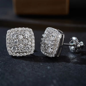 Anting-anting wanita berbahan perak sterling S925 lapis rhodium, desain fashion, mewah, dengan moissanite VVS dan berlian lab grown. - Product Image 1