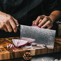Couteau à découper de haute qualité de 7 pouces, 67 couches d'acier Damas, couteaux à découper de chef, outils de coupe avec manche en fibre de carbone noire