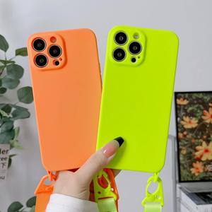 <span class=keywords><strong>Coque</strong></span> de téléphone en silicone avec <span class=keywords><strong>cordon</strong></span> tour de cou pour <span class=keywords><strong>iPhone</strong></span> 13 16 14 15 Pro Max Xs 6 7 8 Plus - Product Image 4