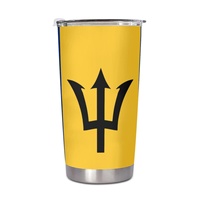 Gobelet isotherme en acier inoxydable de 20 oz personnalisé avec le drapeau national de la Barbade, tasse pratique pour la maison, le bureau, la salle de sport et l'entraînement