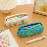 Trousse à crayons en silicone DIY motif nuage, fleur et crème glacée, avec fermeture éclair, mignonne, pour étudiants, pochette de rangement personnalisée, résistante à l'eau