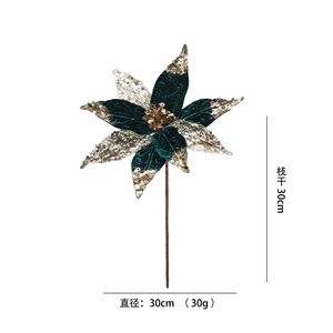 Luxury Realistic <b>Artificial</b> Poinsettia Velvet Glitter Sequins Eco-Friendly Reusable Christmas <b>Tree</b> Wreath Decorations Christmas - Product Image 5