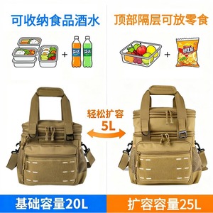 Picnic Insulated Ice Pack Khaki Polyester Outdoor Storage Bag Foldable Tactical Lunch Cooler - Product Image 3