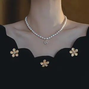hip hop Cheap Imitation Pearl Necklace Opal Pendant Shinny Inlaid Zircon Star Necklaces Super beautiful opal pendant necklace
