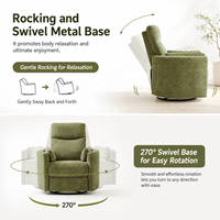 Fauteuil inclinable électrique moderne en tissu, pivotant et à bascule, avec dossier réglable pour salon domestique