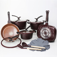 Mahkota terlaris 15 buah mantel sehat Set peralatan masak antilengket Set perlengkapan masak Premium
