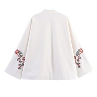 Cardigan Kimono Brodé à Nouer sur le Devant, Manches Cloche, Veste Ample Bohème Florale pour Femme, Vêtement d'Extérieur Automne 2026