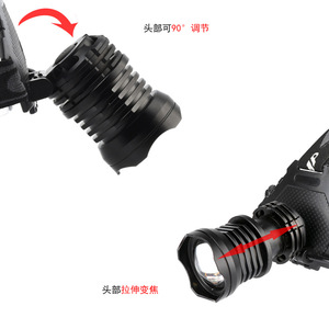 Lampe frontale P70 30W LED rechargeable 5 modes, éclairage d'urgence pour la pêche en extérieur - Product Image 2