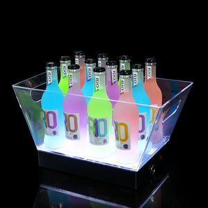 QIAQIA Boat Shape LED Ice <b>Bucket</b> 24 Bottle Transparent <b>Plastic</b> Party Bar KTV Beverage Cooler - Product Image 3