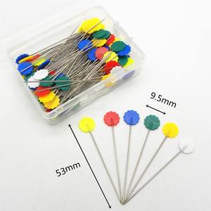 100pcs <span class=keywords><strong>couture</strong></span> épingles droites à tête <span class=keywords><strong>plate</strong></span> avec papillon et fleur, pour projet de <span class=keywords><strong>couture</strong></span> artisanale et décoration de bricolage - Product Image 1