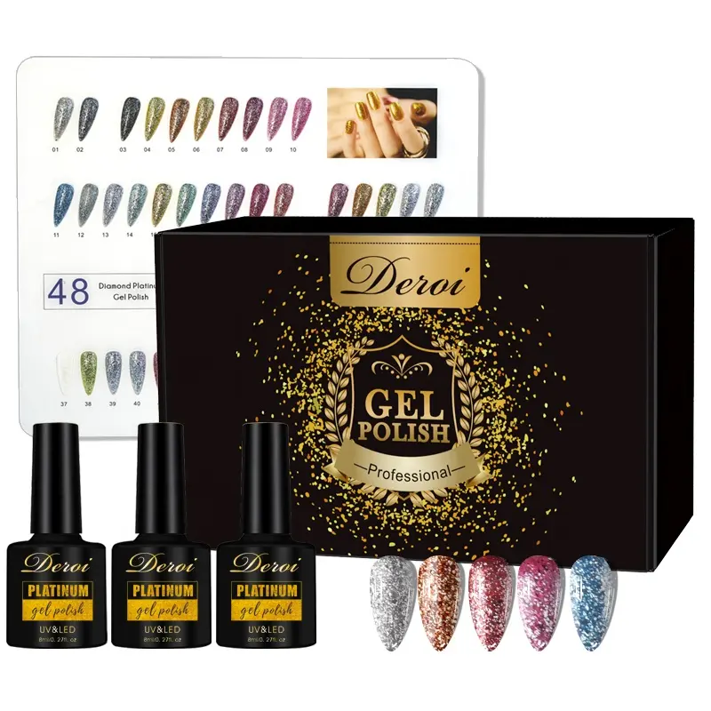 Nieuwe Populaire 48 Kleuren Collectie Platina Gel Polish Set Box Custom Unieke Kleur Boek Oem Odm Nagellak Set