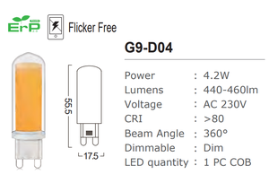 Bombilla LED G9 de 4.2W COB, 440-460LM, 2700K, Blanco Cálido, Sin Parpadeo, Reemplazo de Halógeno para Lámparas de Araña e Iluminación Decorativa - Product Image 5