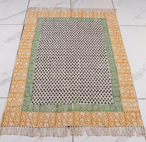 Tapis en coton de style bohème indien, tapis fait main imprimé à la main, tapis de sol, décoration intérieure - Product Image 4