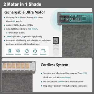 Volet de fenêtre électrique occultant en tissu sans fil avec système à ressort pour la décoration intérieure - Product Image 4